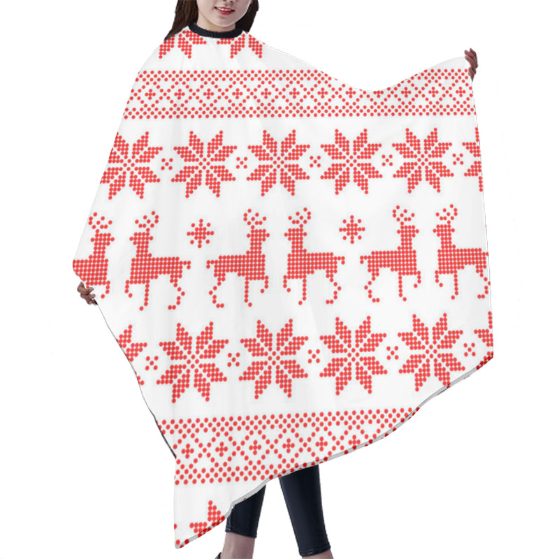 Personality  Seamless Pattern Christmas Norwegian Style Dots Red And White Hair Cutting Cape