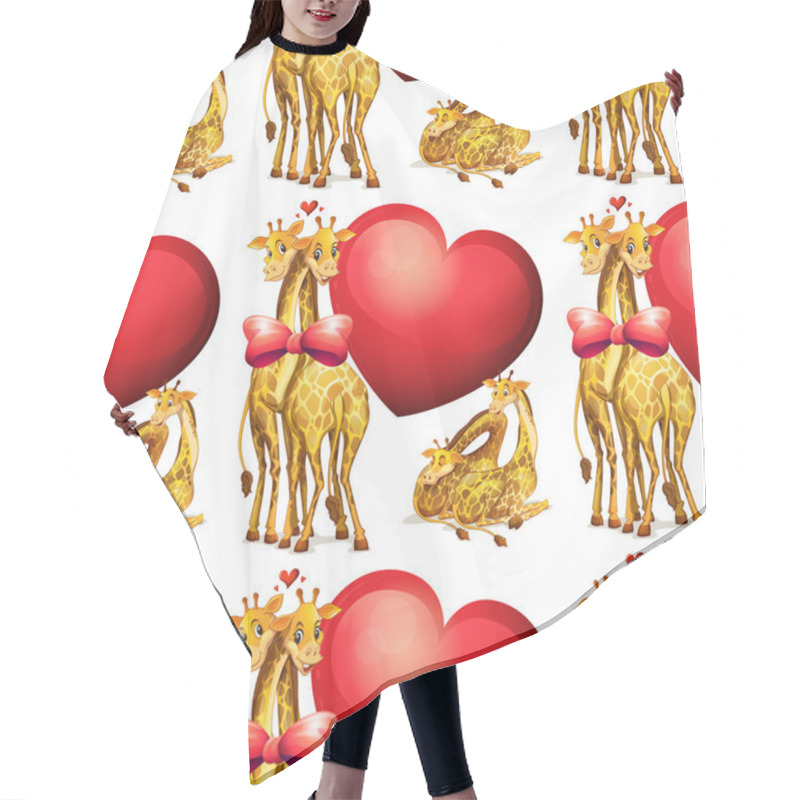 Personality  Seamless Giraffes With Giant Hearts Hair Cutting Cape