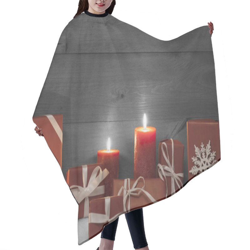 Personality  Christmas Decoration, Red Candles, Presents And Snow, Snowflake Hair Cutting Cape