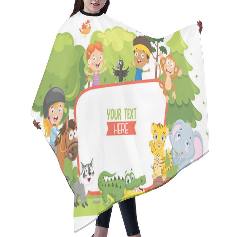 Personality  Vector Illustration Of Kids Nature Concept Hair Cutting Cape