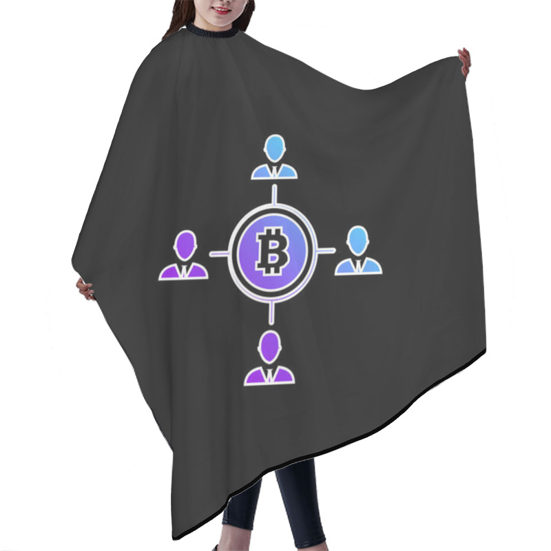 Personality  Bitcoin And Users Connections Blue Gradient Vector Icon Hair Cutting Cape