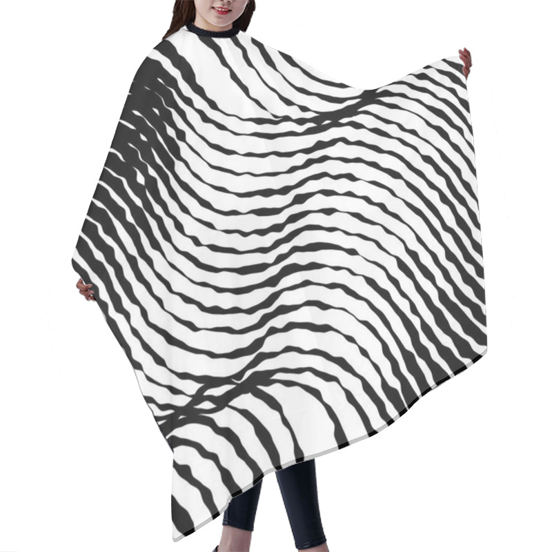 Personality  Abstract Warped Black And White Lines Background Hair Cutting Cape