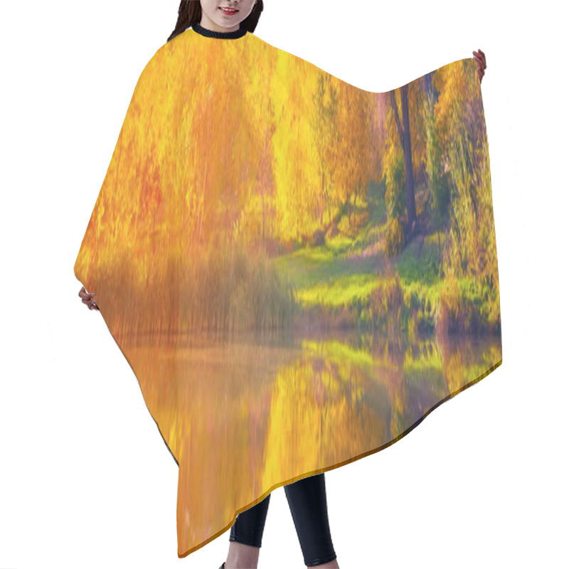 Personality  Autumn Sunrise Wide Lake Hair Cutting Cape