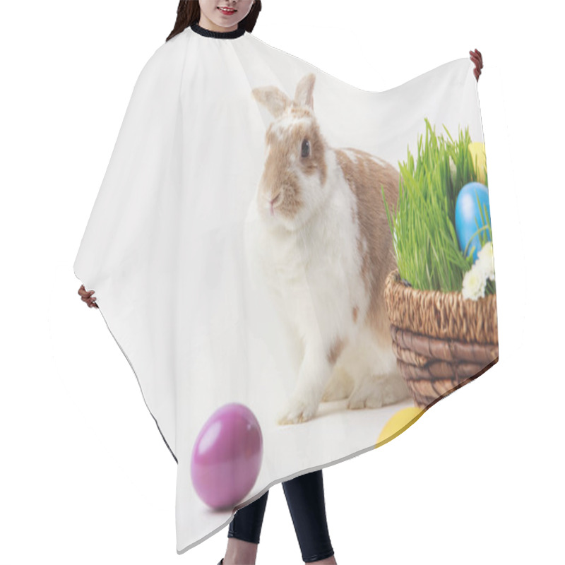 Personality  Bunny And Basket With Grass Stems And Easter Eggs, Easter Concept Hair Cutting Cape