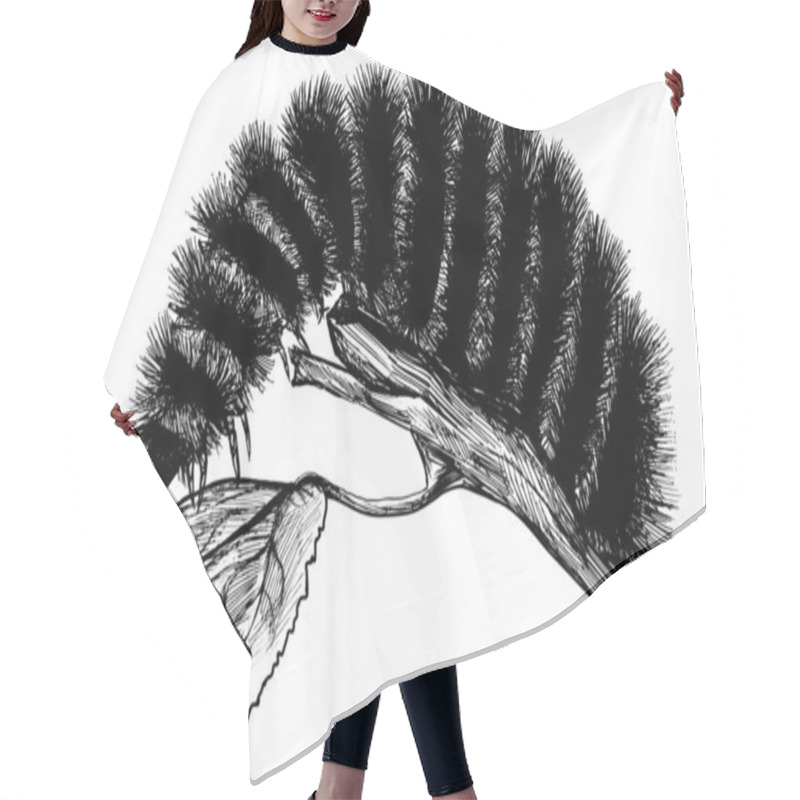 Personality  Fuzzy Caterpillar Black Ink Illustration Hair Cutting Cape