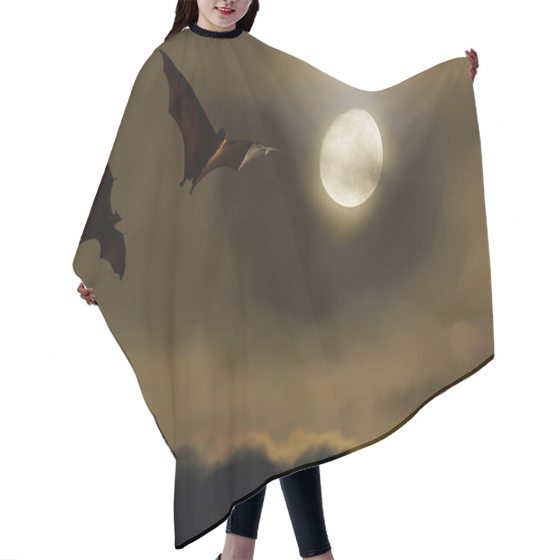 Personality  Bat Silhouettes With Full Moon - Halloween Festival Hair Cutting Cape