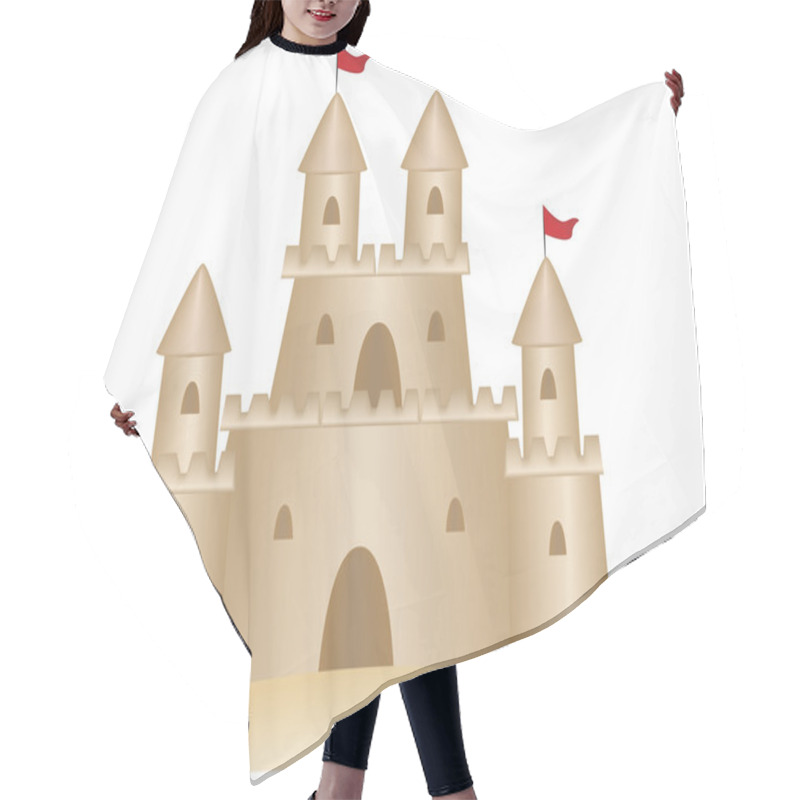 Personality  Sand Castle Clipart Illustration Hair Cutting Cape