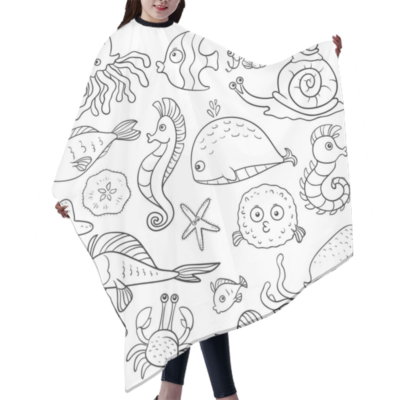 Personality  Set Of Vector Elements (sea Life) Hair Cutting Cape