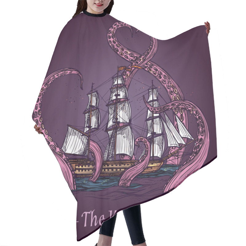 Personality  Kraken Sketch Illustration Hair Cutting Cape