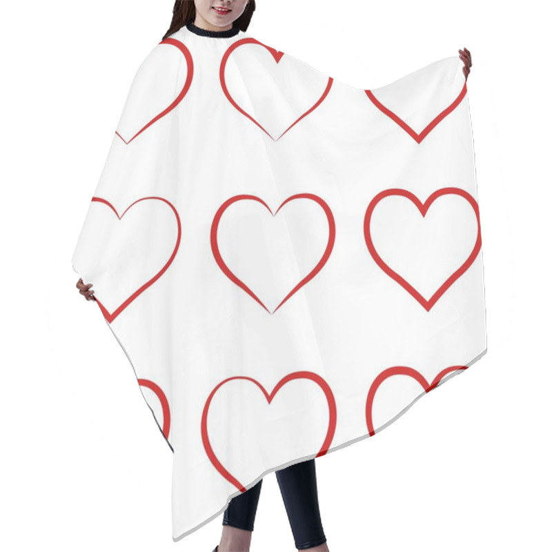 Personality  Heart Outline Red, Set, Symbol Of The Friendship And Intimacy Of Valentines Day Love Vector Calligraphy Hand Draw The Heart, Concept Of Love Hair Cutting Cape