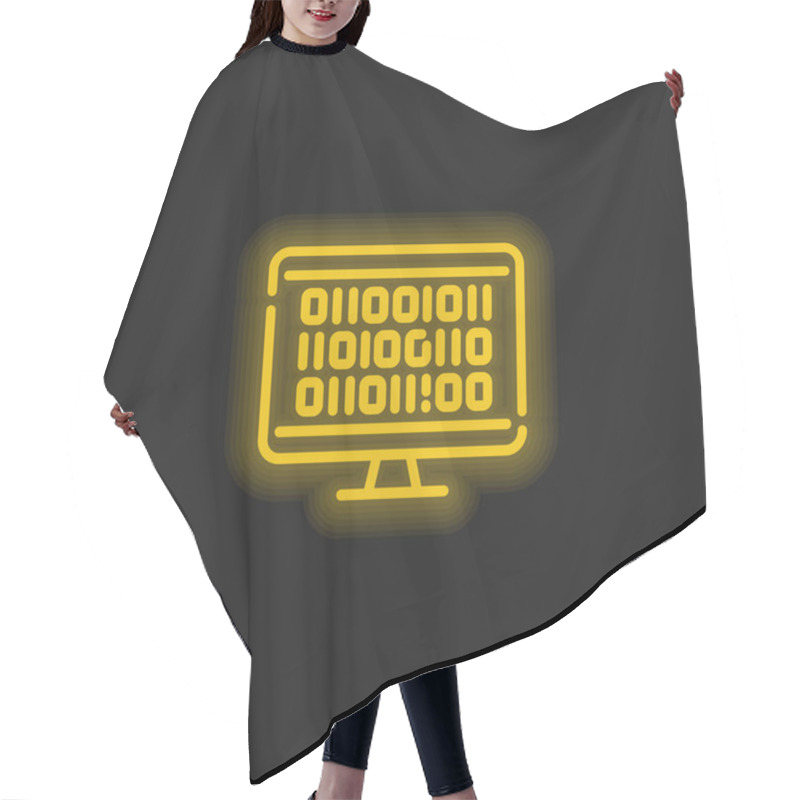 Personality  Binary Yellow Glowing Neon Icon Hair Cutting Cape