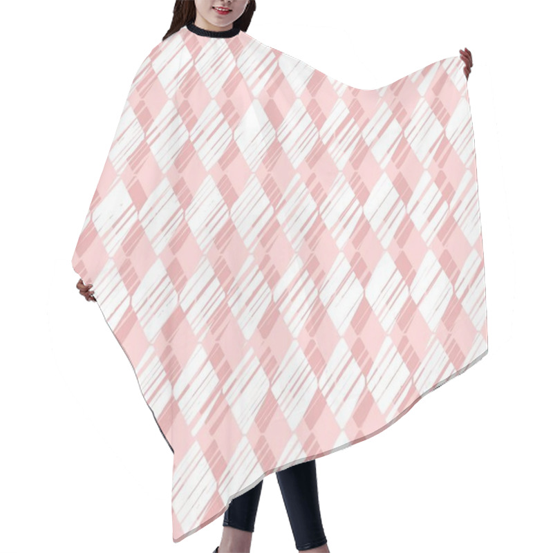 Personality  Diamonds, Crosshatch Pattern, Pink, Seamless Background, Vector.  Hair Cutting Cape