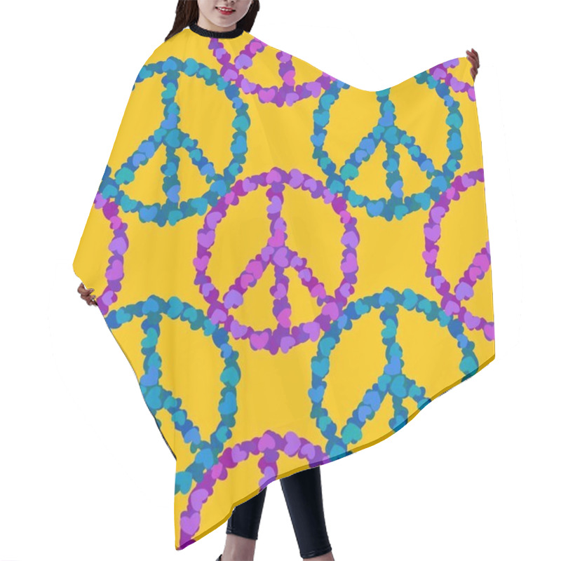 Personality  Valentines Hearts Seamless Peace Sign Pattern For Wrapping Paper And Fabrics And Linens And Kids Clothes Print And Festive Packaging. High Quality Illustration Hair Cutting Cape