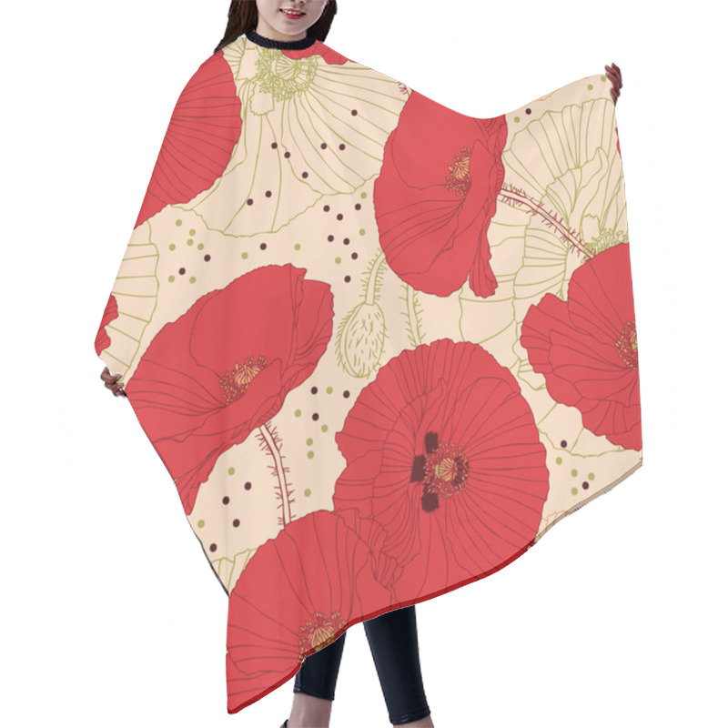 Personality  Poppy Pattern Hair Cutting Cape