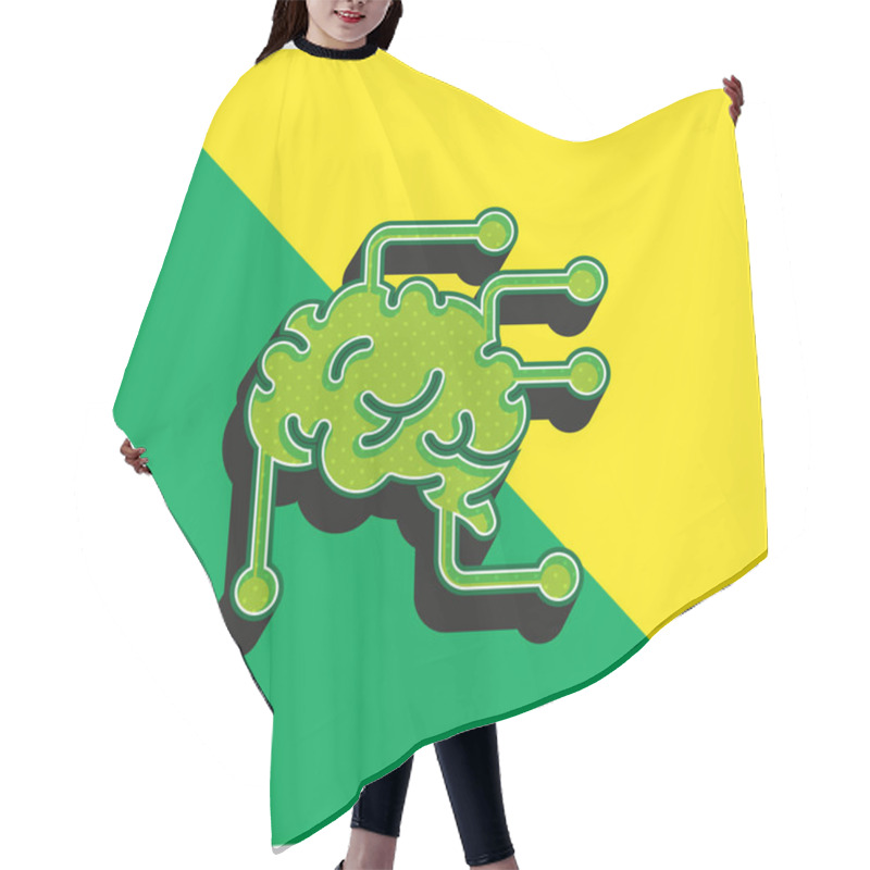 Personality  Brain Green And Yellow Modern 3d Vector Icon Logo Hair Cutting Cape