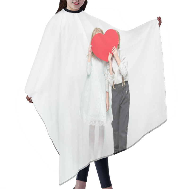 Personality  Kids Holding Red Heart Hair Cutting Cape