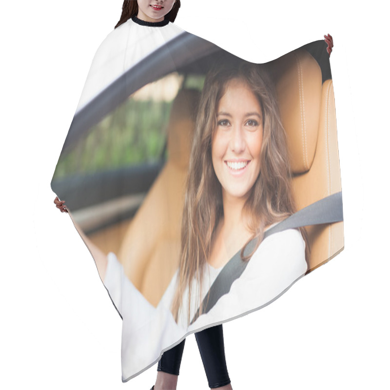 Personality  Woman Driving Her Car Hair Cutting Cape