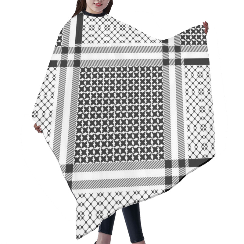 Personality  Squared Keffiyeh Vector Pattern With Geometric Motifs.  Hair Cutting Cape