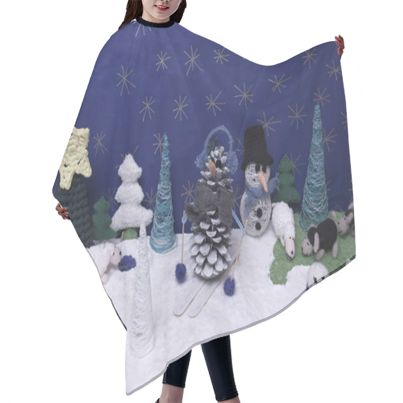 Personality  Xmas Decorations Crafts Snow Scenary  Hair Cutting Cape