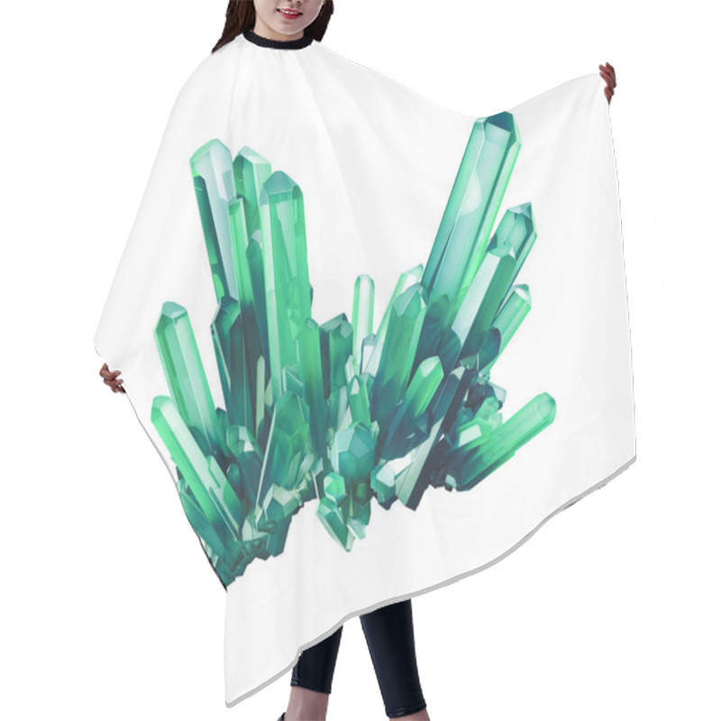 Personality  3d Render, Emerald Green Crystal Isolated On White Background, Gem, Natural Nugget, Esoteric Accessory Hair Cutting Cape