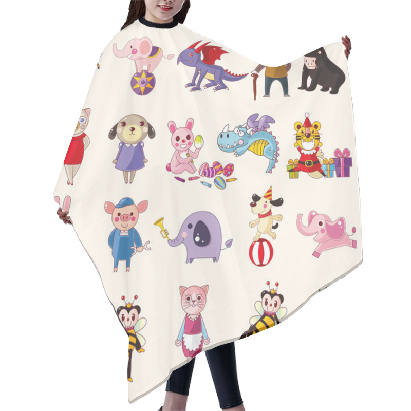 Personality  Set Of Animal Icons Hair Cutting Cape