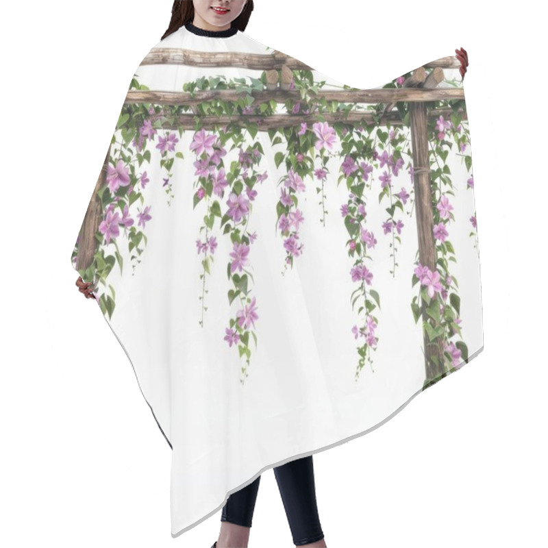 Personality  A Beautiful Wooden Trellis Adorned With Cascading Purple Flowers, Creating A Serene And Inviting Atmosphere. Hair Cutting Cape