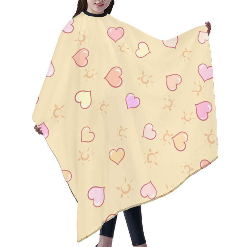 Personality  Hearts And Sun On Seamless Background Hair Cutting Cape