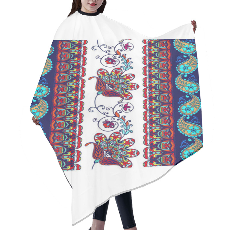 Personality  Floral Pattern. Flourish Tiled Oriental Ethnic Background. Arabic Ornament With Fantastic Flowers And Leaves. Wonderland Motives Of The Paintings Of Ancient Indian Fabric Patterns. Hair Cutting Cape