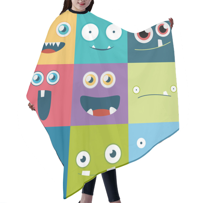 Personality  Cartoon Monster Faces Set Hair Cutting Cape