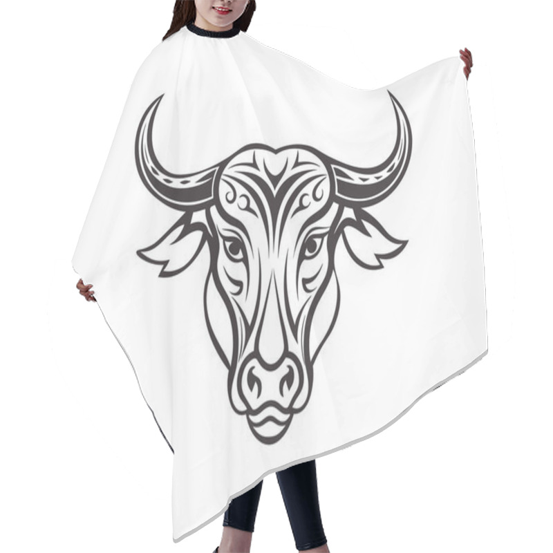 Personality  Intricate Bull Head Tribal Tattoo Design Vector Art Hair Cutting Cape