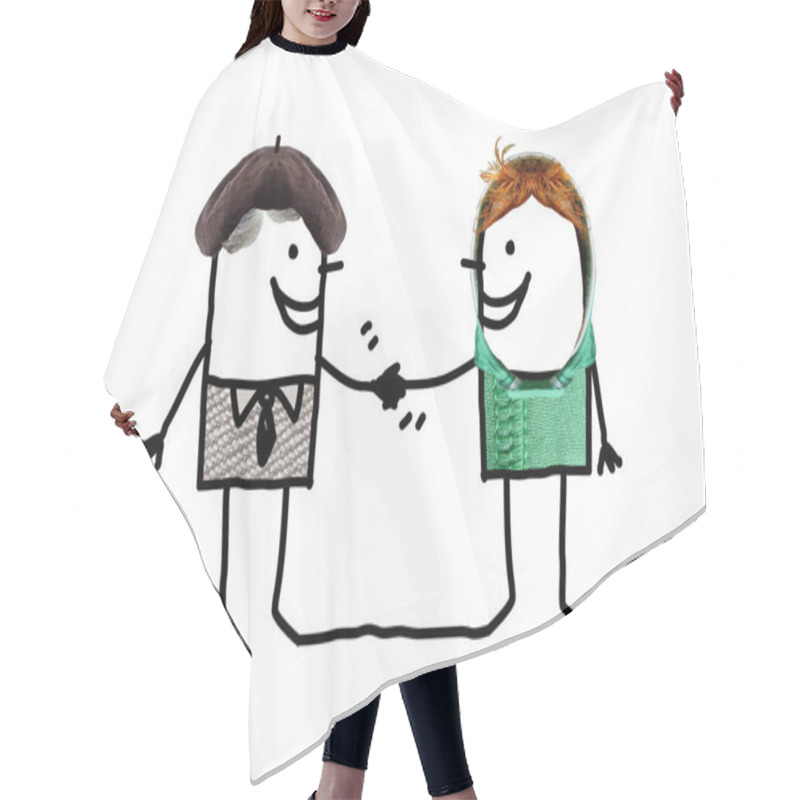 Personality  Cartoon People - Different Men Handshake Hair Cutting Cape