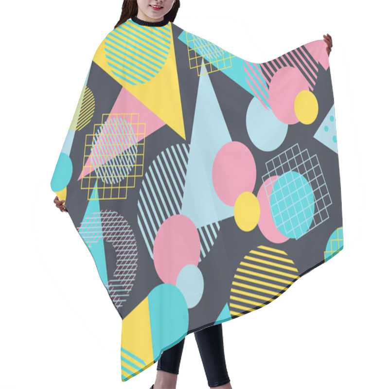 Personality  Memphis Seamless Pattern. Geometric Elements Memphis In The Style Of 80's. Vector Illustration Hair Cutting Cape