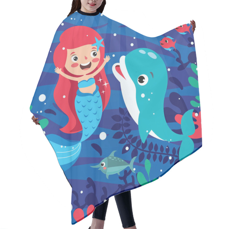 Personality  Cute Beautiful Mermaid Posing Hair Cutting Cape