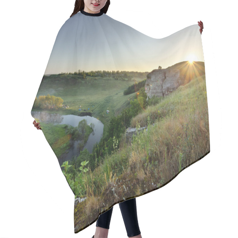 Personality  Beautiful Landscape With Bright Sun And River Hair Cutting Cape