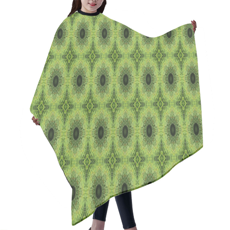 Personality  Seamless Geometric Pattern. Beautiful Green Grass Texture And Background. Hair Cutting Cape