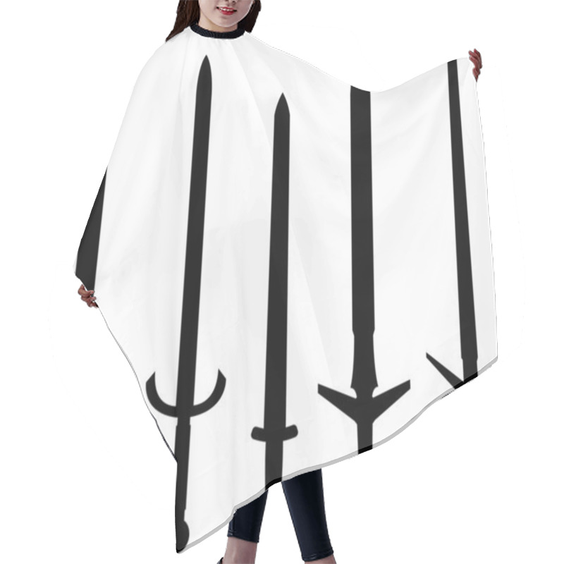 Personality  Silhouettes Of Medieval Swords Hair Cutting Cape