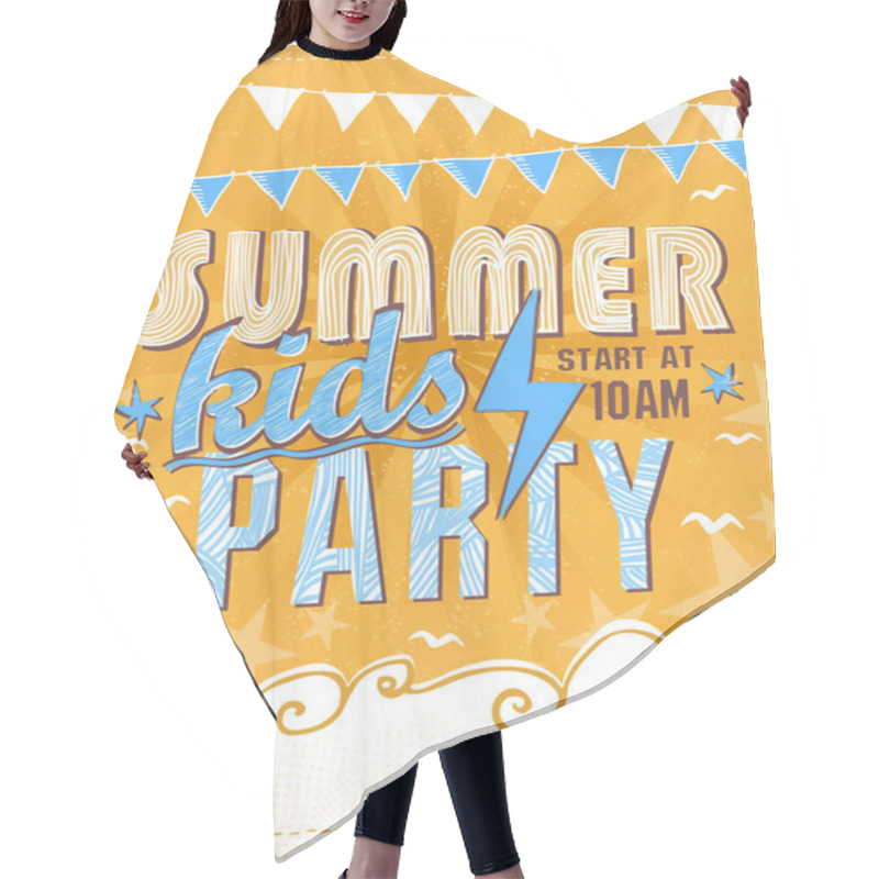 Personality  Summer Kids Party Poster Design Concept Hair Cutting Cape