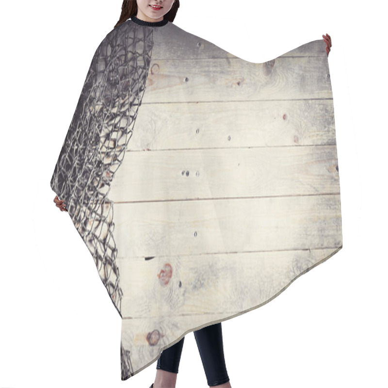 Personality  Fishing Nets On Wooden Planks Hair Cutting Cape