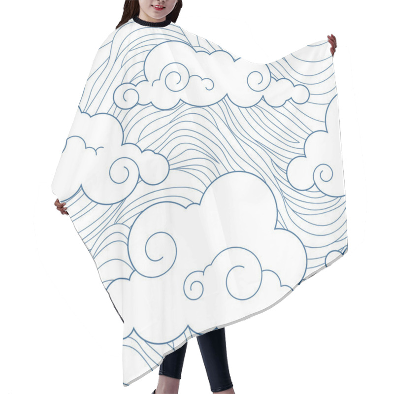 Personality  Seamless Stylized Clouds Pattern Hair Cutting Cape