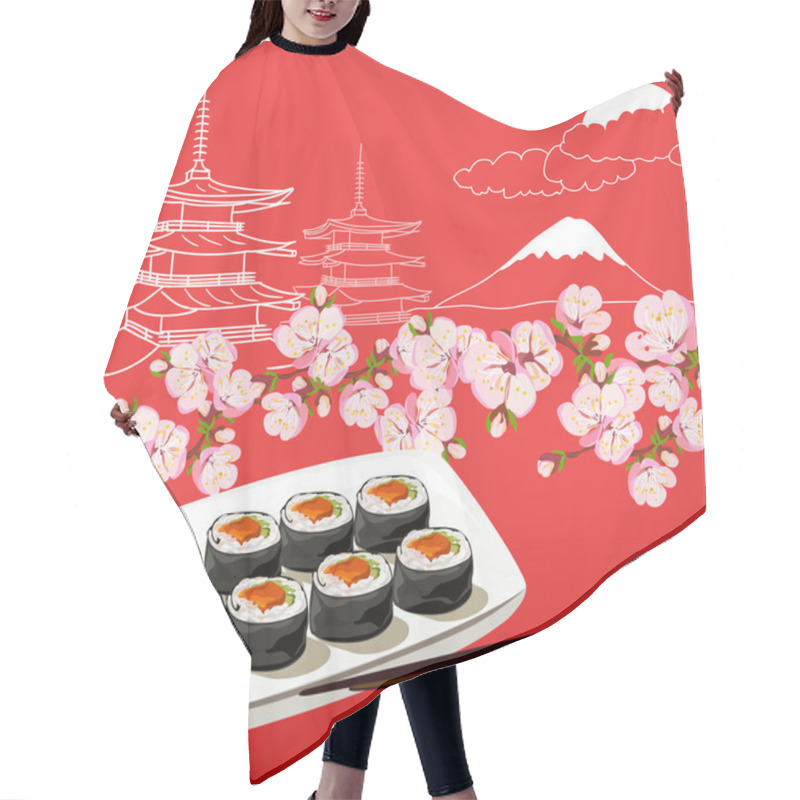 Personality  Illustration With Japanese Motifs Hair Cutting Cape