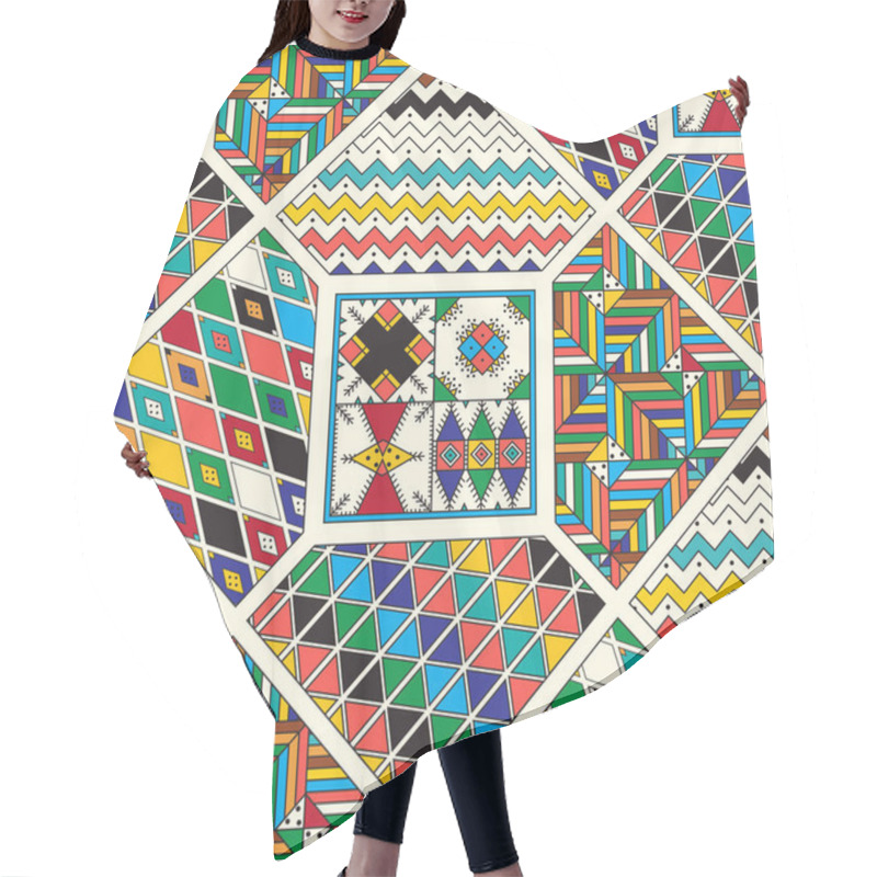 Personality  Decorative Geometric Repeating Pattern Inspired By Al-Qatt Al-Asiri Traditional Paintings Hair Cutting Cape