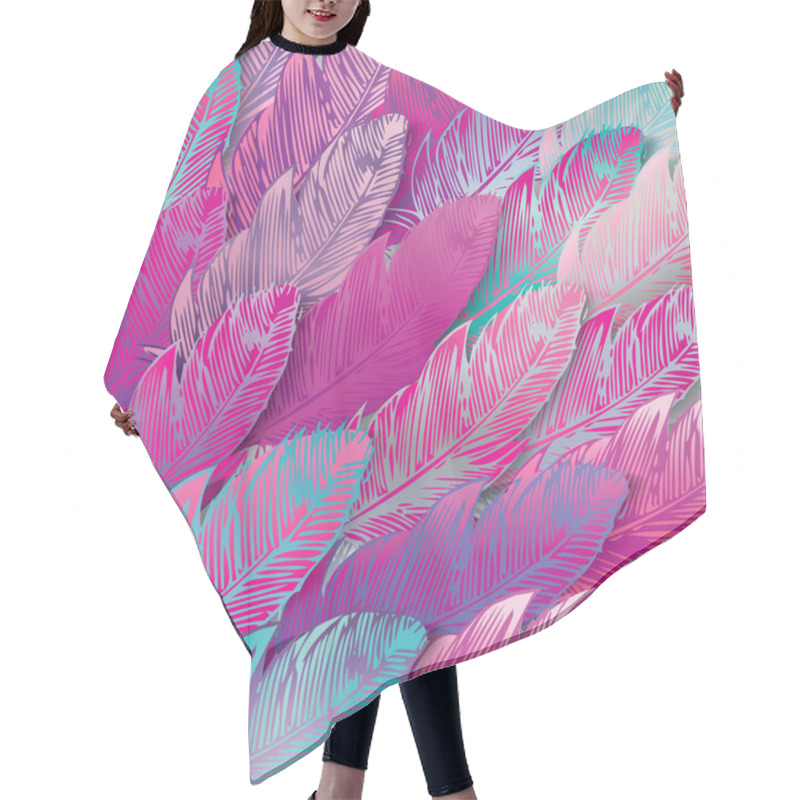 Personality  Background Of Iridescent Pink Feathers, Close Up, Vector Illustation Hair Cutting Cape