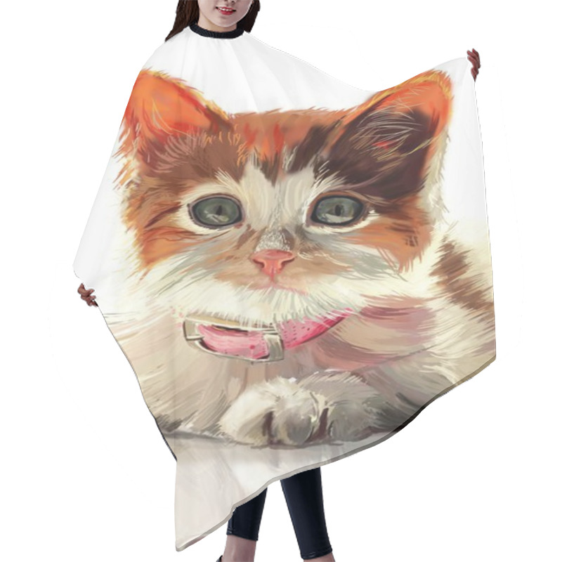 Personality  Kitten. Hair Cutting Cape