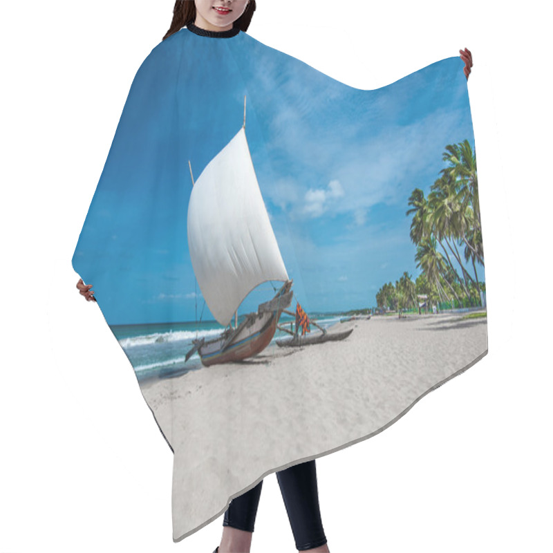 Personality  Boat On Beautiful Beach Hair Cutting Cape