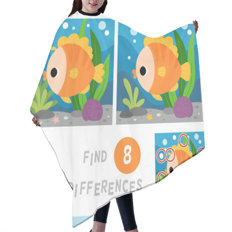 Personality  Find Differences Educational Game For Children, Cute Fish And Undersea Background Hair Cutting Cape