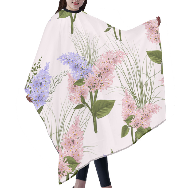 Personality  Seamless Floral Pattern With Lilac Flowers Hair Cutting Cape