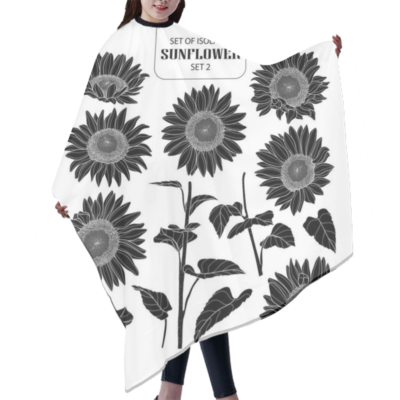 Personality  Set Of Isolated Silhouette Sunflower Set 2. Hair Cutting Cape