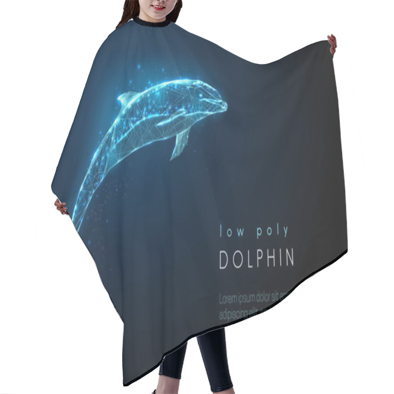 Personality  Abstract Jumping Dolphin. Low Poly Style Design. Hair Cutting Cape