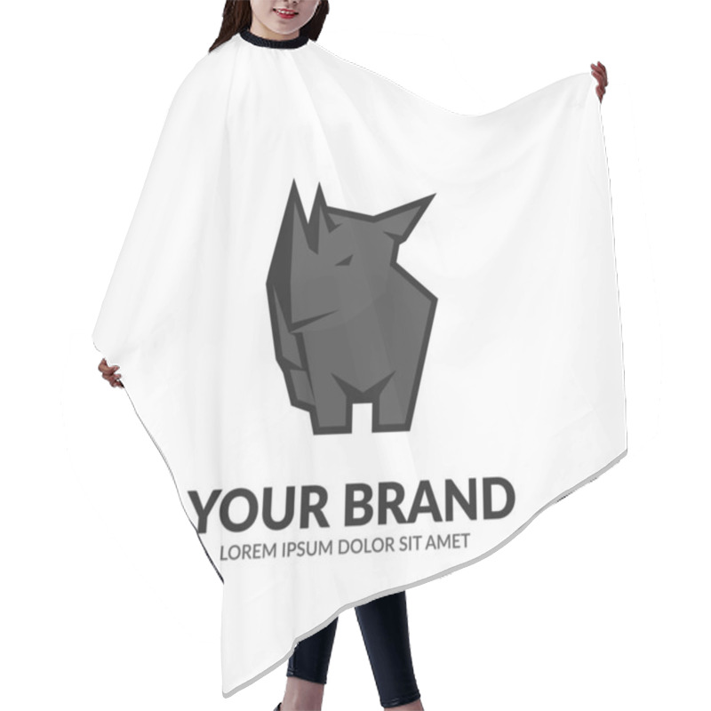 Personality  Sharp Strong Strength Low Poly Rhinoceros Silhouette Logo Animal Illustration Simple Hair Cutting Cape