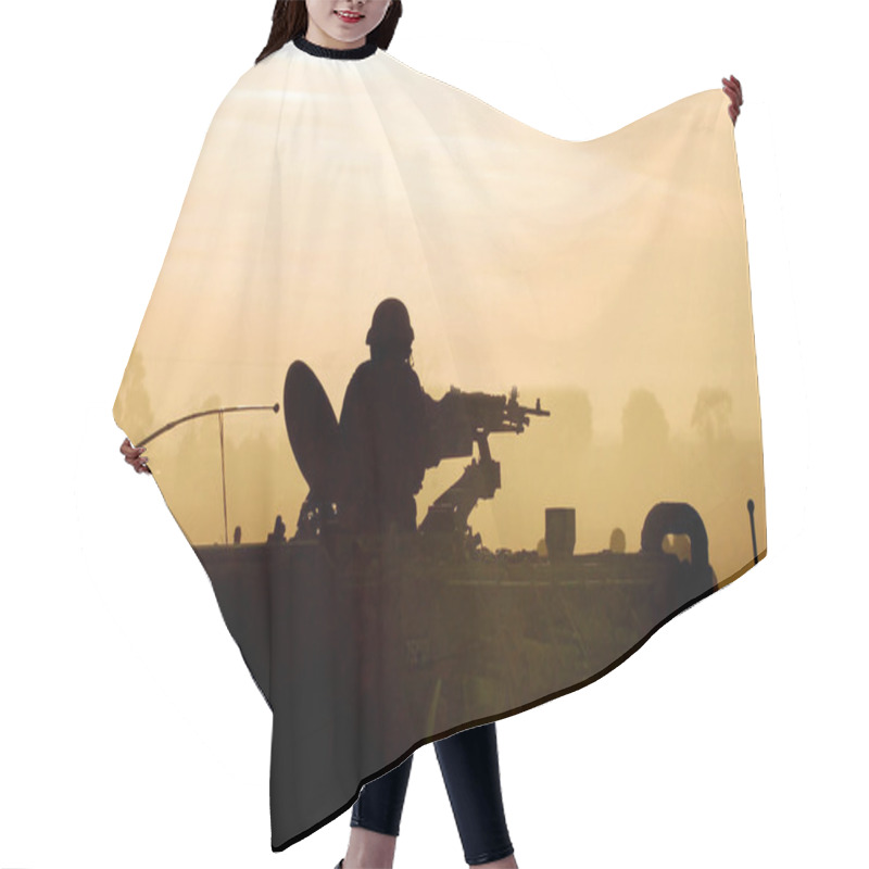 Personality  Silhouette Army Soldier Sunset Hair Cutting Cape